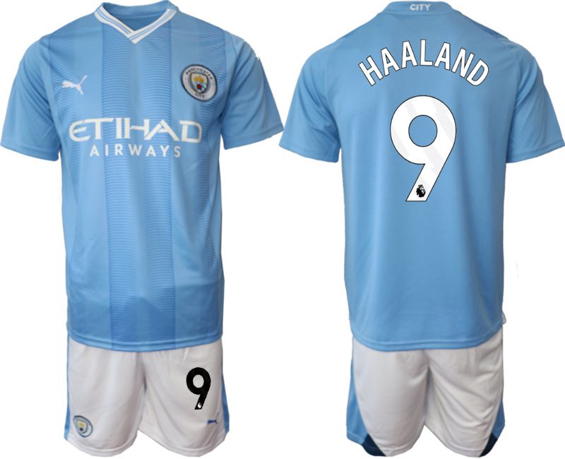 Men 2023-2024 Club Manchester City home Light blue #9 Soccer Jersey->->Soccer Club Jersey